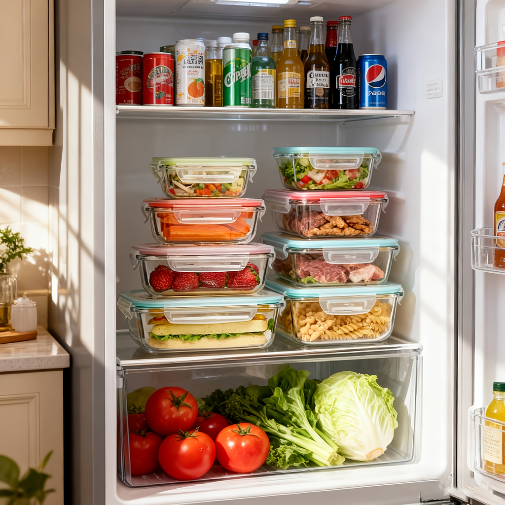 Glass Food Storage Containers 16pcs Airtight Set with Lids – Microwave & Oven Safe, BPA-Free, Leak-Proof Meal Prep Containers for Salads, Fruits, Vegetables & Sandwiches, Outdoor Picnic Lunch Box, Includes Cleaning Pads (Standard & Large Size)