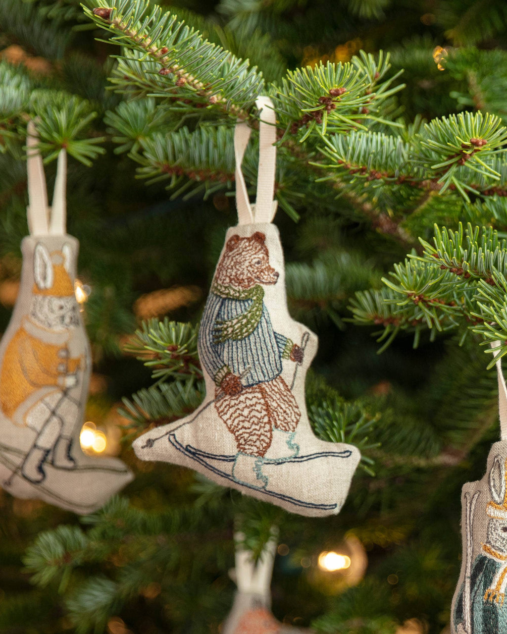 Coral & Tusk Downhill Bear Ornament