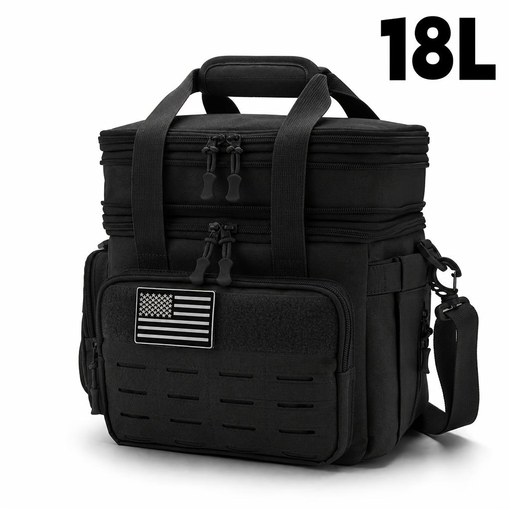 Tactical Insulated Cooler Lunch Box with MOLLE Webbing – Expandable & Leakproof, 3.7 Gal or 18L, for Hunting, Camping, Work & Outdoor Picnics – Black, Green or Khaki