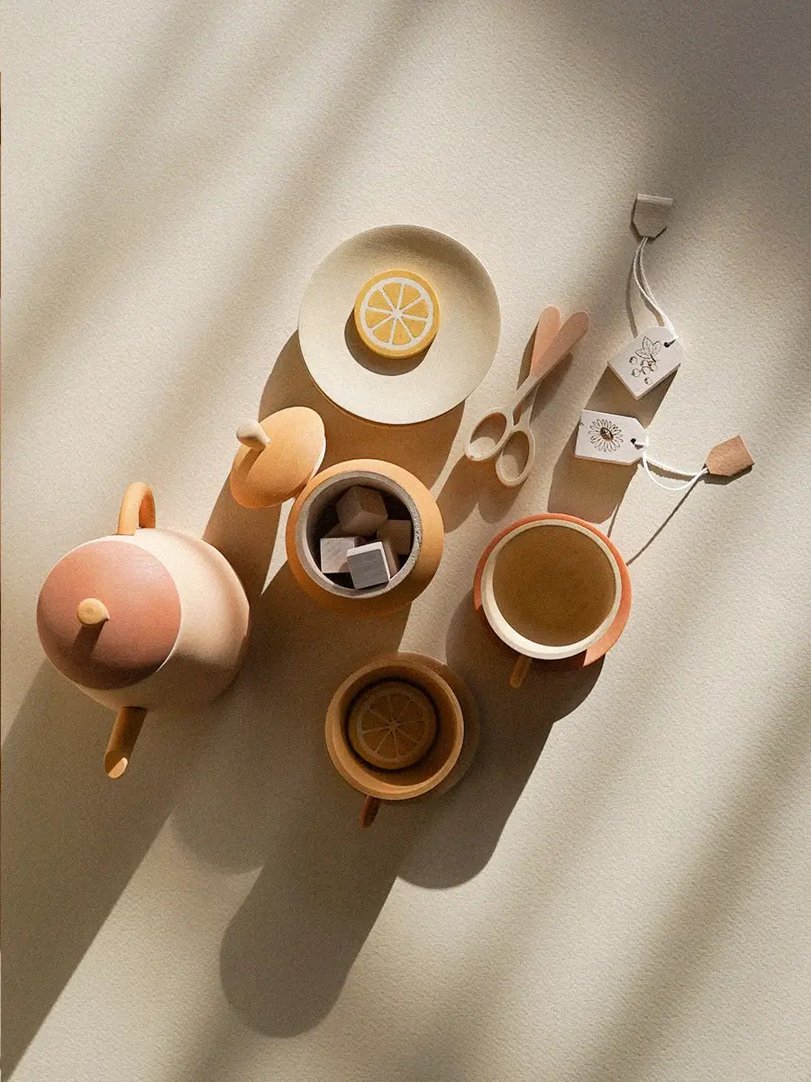 Sabo Concept Handmade Wooden Tea Set - Flower