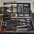 BBQ Griddle Tool Set with Aluminum Case, Oversized Spatula, Griddle Cover & Grill Scraper, Portable Outdoor Grilling Kit for Camping Parties Family Gatherings