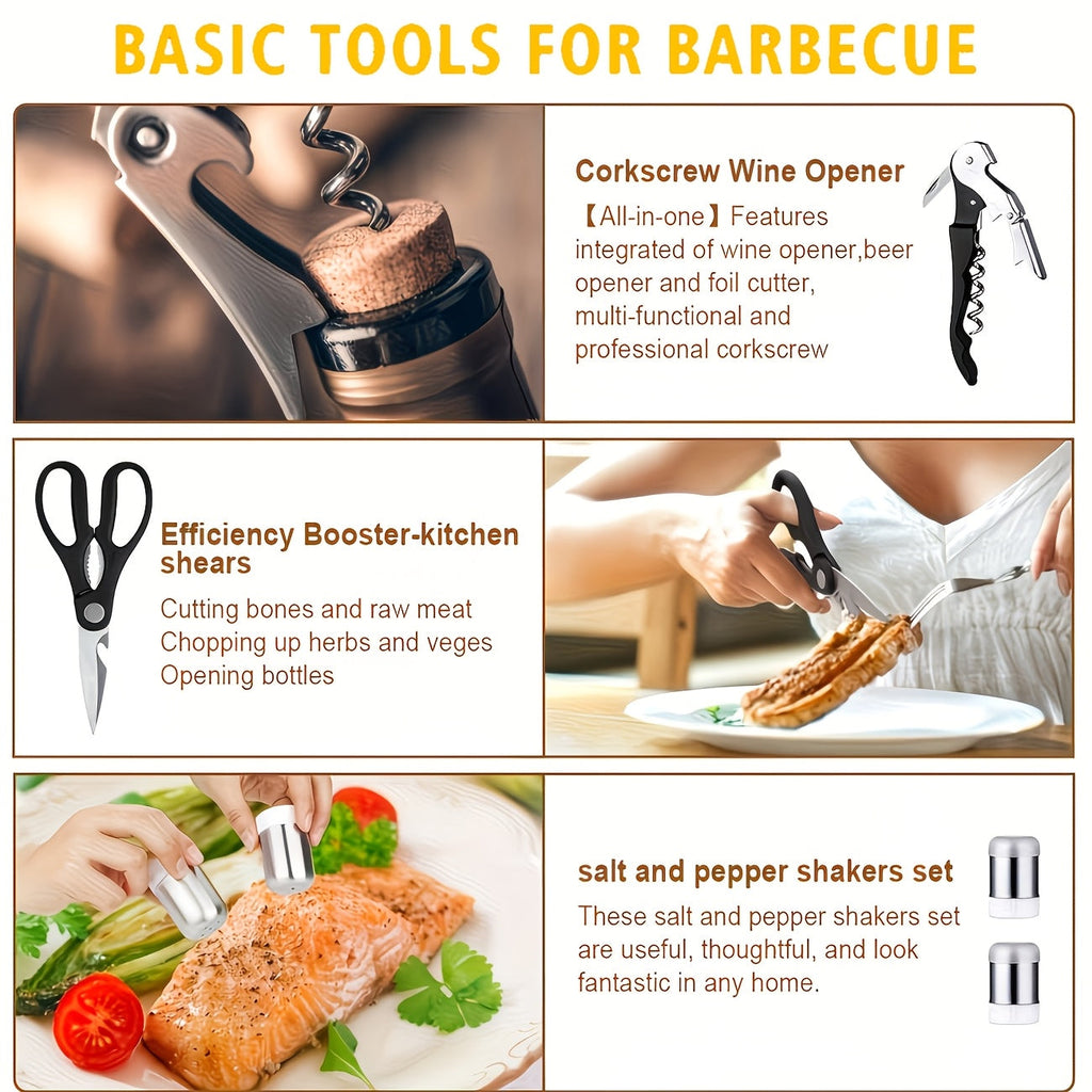 BBQ Griddle Tool Set with Aluminum Case, Oversized Spatula, Griddle Cover & Grill Scraper, Portable Outdoor Grilling Kit for Camping Parties Family Gatherings