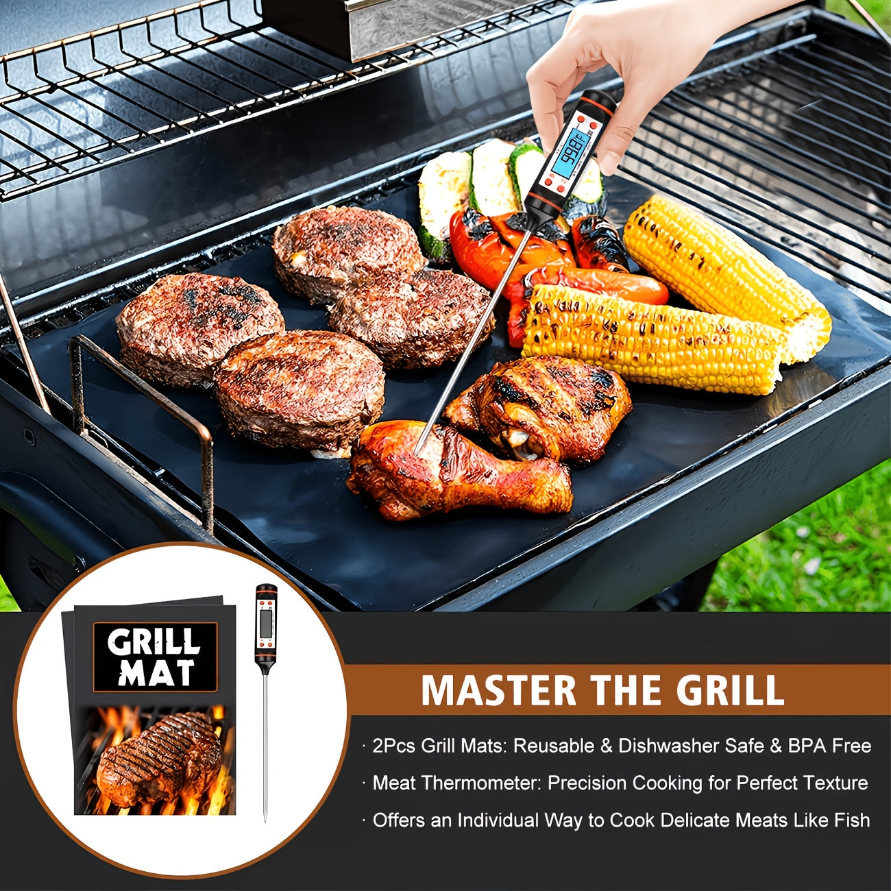 BBQ Griddle Tool Set with Aluminum Case, Oversized Spatula, Griddle Cover & Grill Scraper, Portable Outdoor Grilling Kit for Camping Parties Family Gatherings