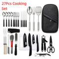 Camping Cookware Set Stainless Steel – 10 & 27 Piece Outdoor Cooking Utensil Kit with Organizer Bag for Camping, BBQ, Picnic, RV, Travel & Backpacking