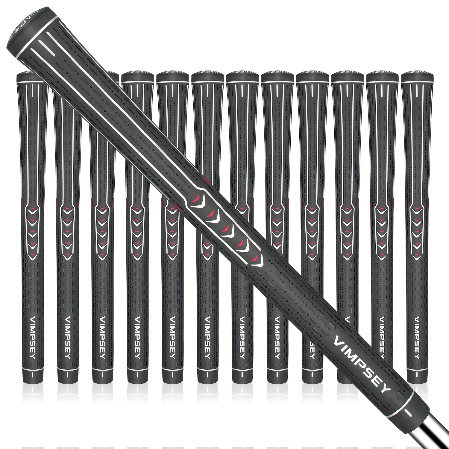 13-Piece Golf Grip Set Standard & Midsize - Rubber Non-Slip Golf Club Grips for Men Women, All Weather Control, Available in White Blue Red Silver | Replacement Golf Grips for Irons Drivers Putters