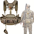 Hunting Fanny Pack for Men with 9 Pockets – Camouflage Waist Bag with Rifle & Bow Holder, Adjustable Strap & Buckle Closure for Hunters & Outdoor Tactical Use