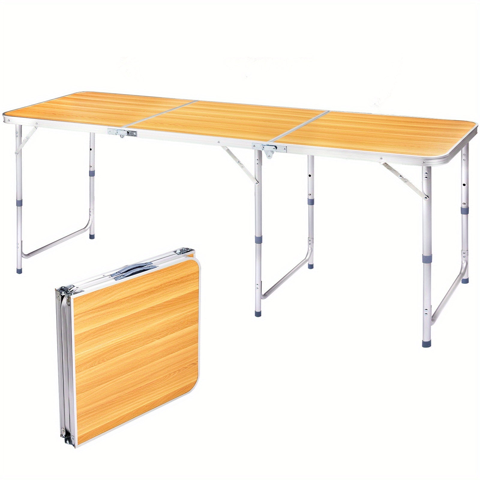 Outdoor Folding Picnic Table – Aluminum Alloy Rectangle Camping Table, Lightweight & Durable, Multi-Size 3ft/4ft for Patio, Backyard & Camping
