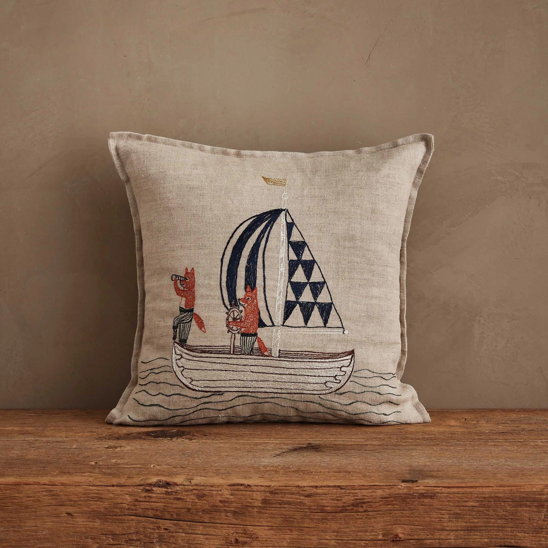 Coral & Tusk Sailing Foxes Pillow