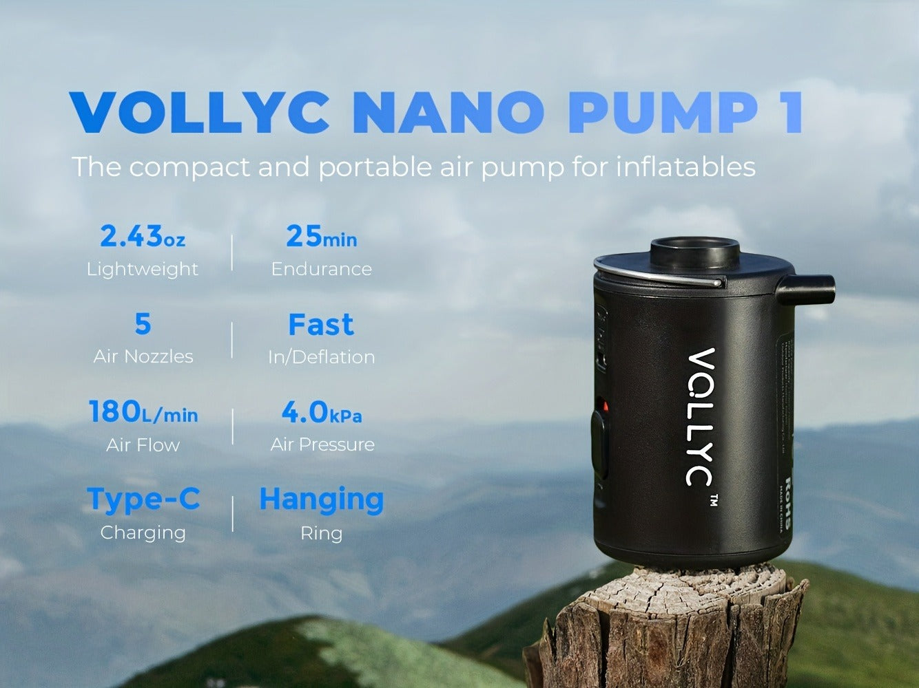 Portable Electric Air Pump USB Rechargeable 800mAh