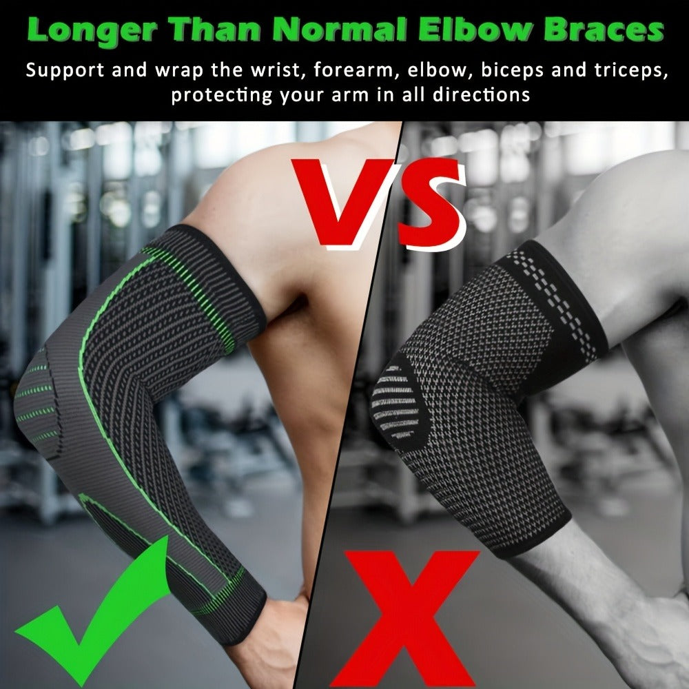 Compression Elbow Brace Arm Sleeves 2pcs Non-Slip Breathable Elbow Support for Tendonitis Tennis Elbow Golfer Elbow Pain Relief for Men Women Basketball Gym Sports