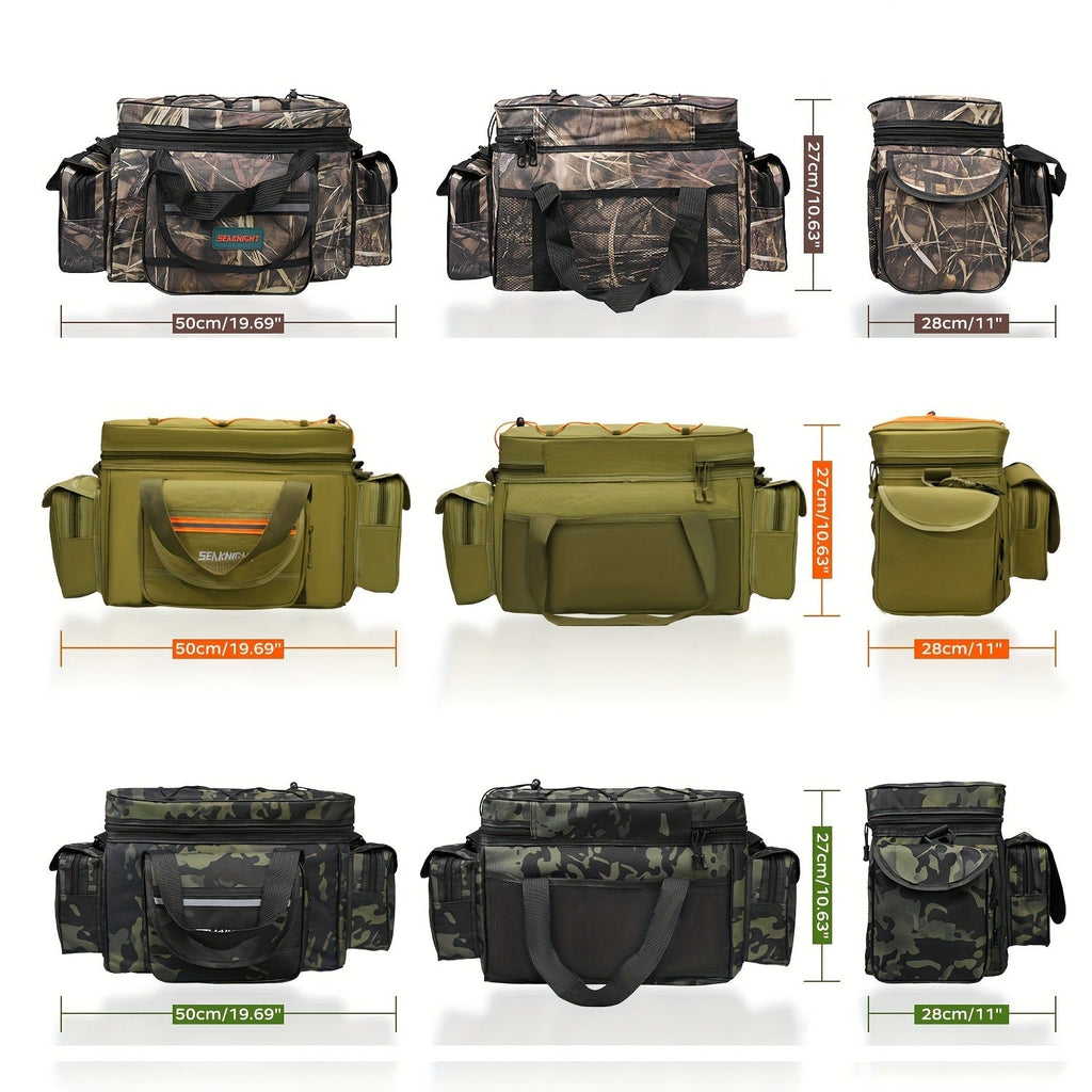 Fishing Tackle Bag Camo Durable Nylon Shoulder Carry Zipper Fishing Gear Storage Bag for Hiking Travel Outdoor Fishing Camouflage Multiple Colors