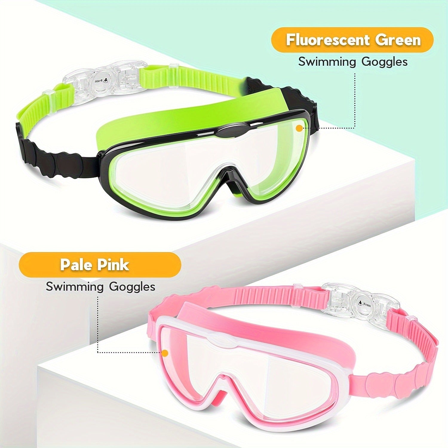Anti-Fog Swimming Goggles No Leak Clear Vision – Crystal Green