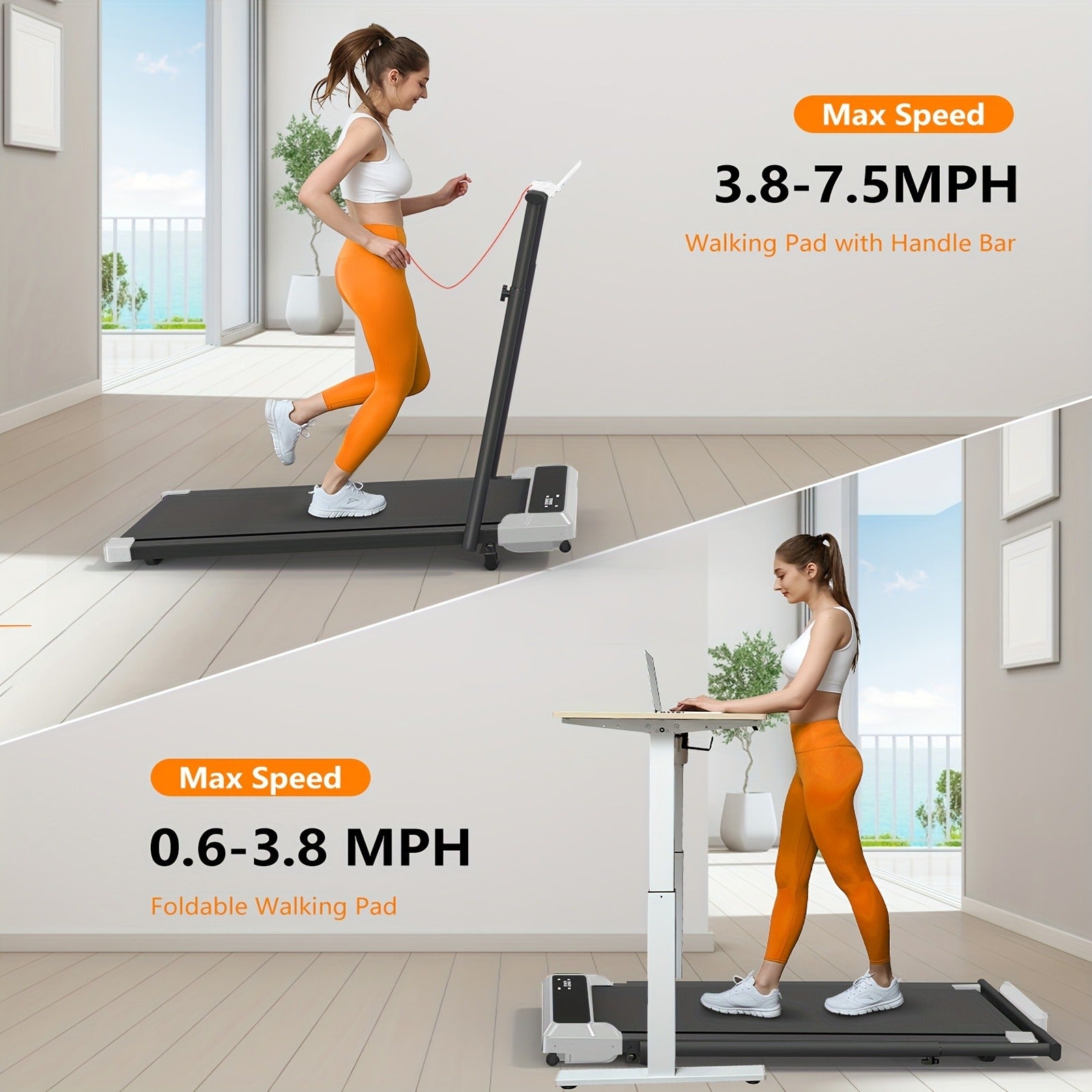 Incline Foldable Treadmill Walking Pad – 300lb Capacity, Portable with Handles, Under Desk Compact Design for Home & Office Use – 3 Model Options
