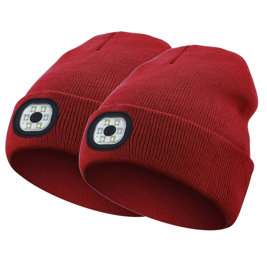 LED Knit Beanie with USB Rechargeable Lights – Light-Up Acrylic Knit Hat for Running, Hiking & Outdoor Activities, Stretchy Unisex Winter Beanie with Built-In LED Headlamp, Lightweight & Warm