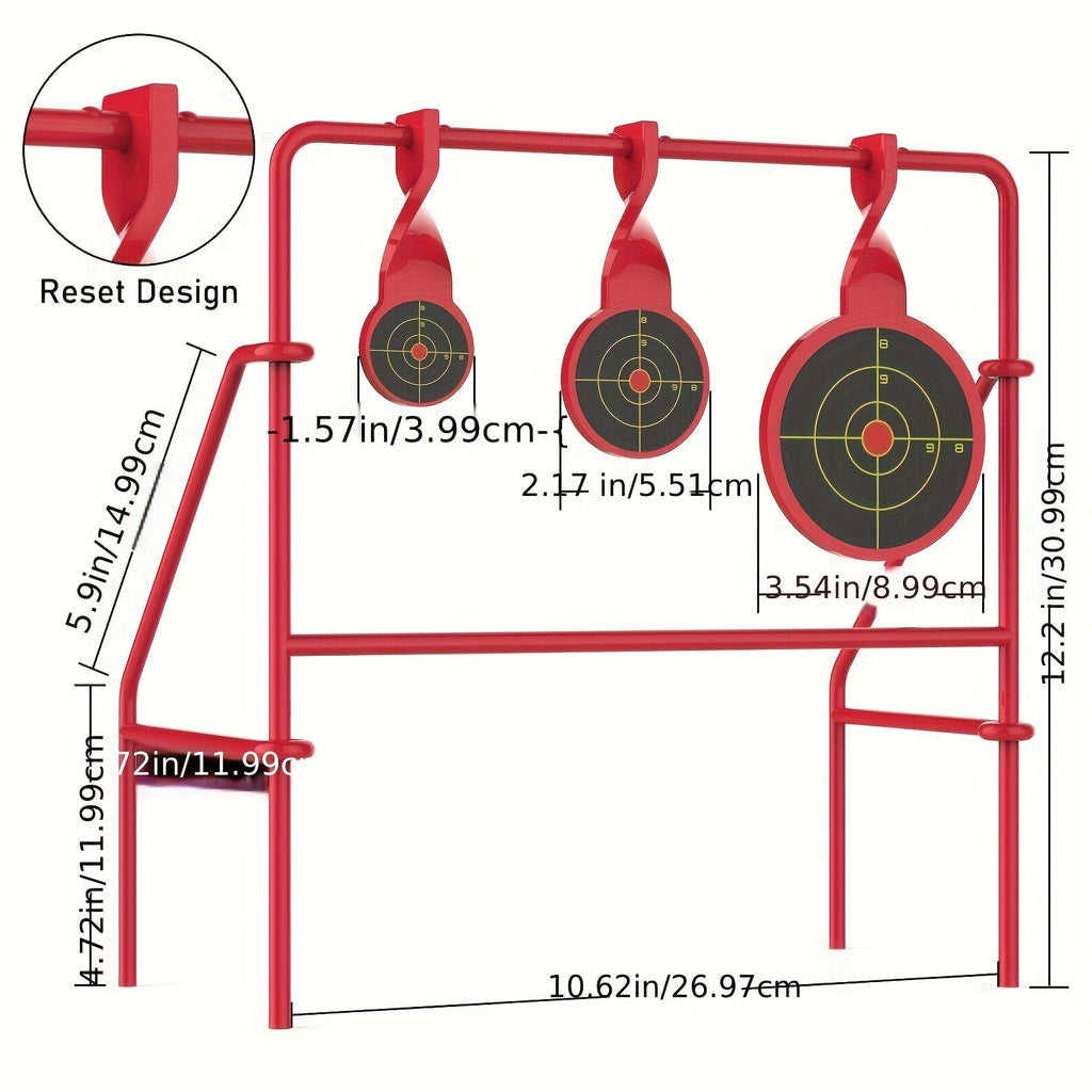 Triple Spinner Shooting Target – .22LR Rimfire Steel, 3 Floating Targets + 15 Bullseye Paper Targets, Foldable & Easy Setup