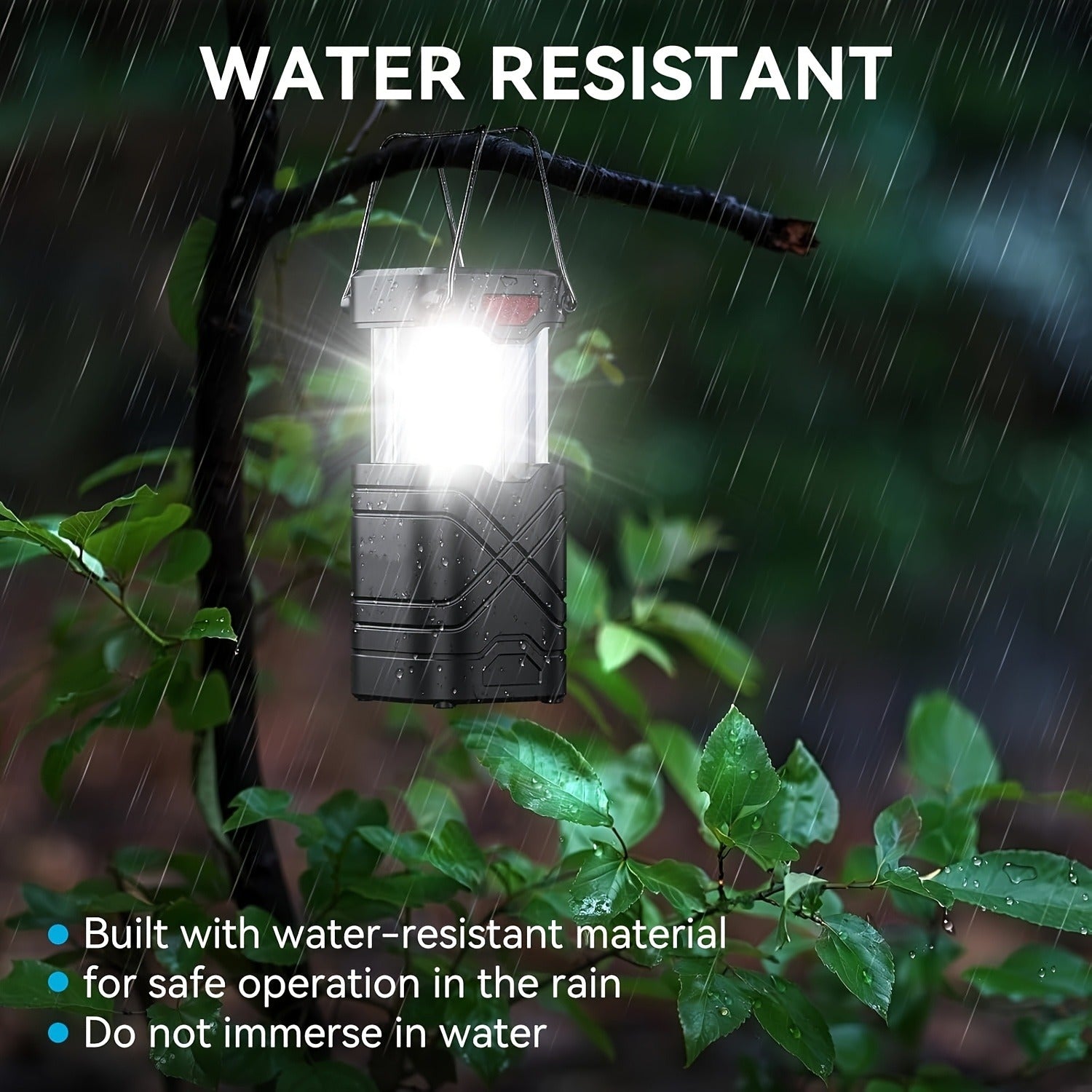 IPX5 Waterproof Camping Lantern 4 & 8 Pack – Rechargeable LED, 1200mAh Solar & USB, 3 Power Ways, Hurricane Flashlight Lantern for Emergency, Power Outage & Outdoor Camping