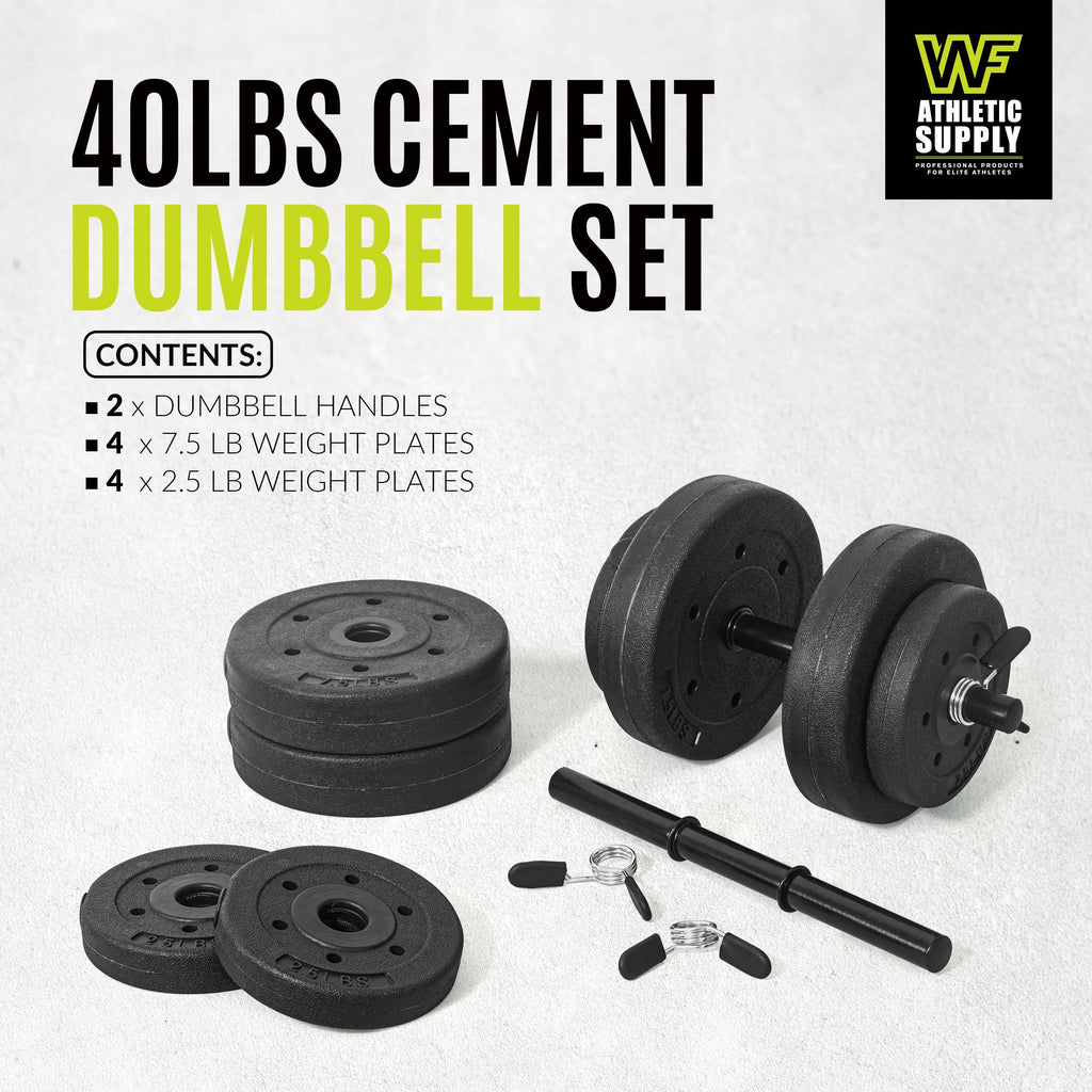 Vinyl Dumbbell Set 40LB All-Purpose with 2.5LB & 7.5LB Weights and Spring Collars for Strength Training & Home Gym Workouts