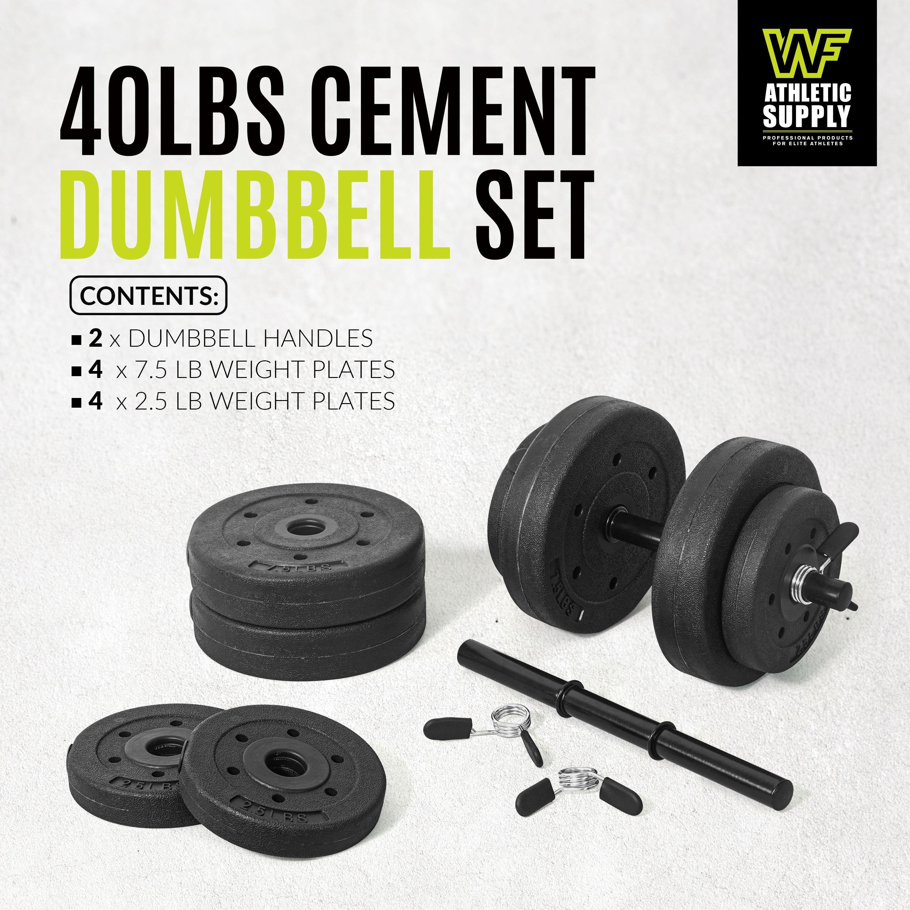 Vinyl Dumbbell Set 40LB All-Purpose with 2.5LB & 7.5LB Weights and Spring Collars for Strength Training & Home Gym Workouts