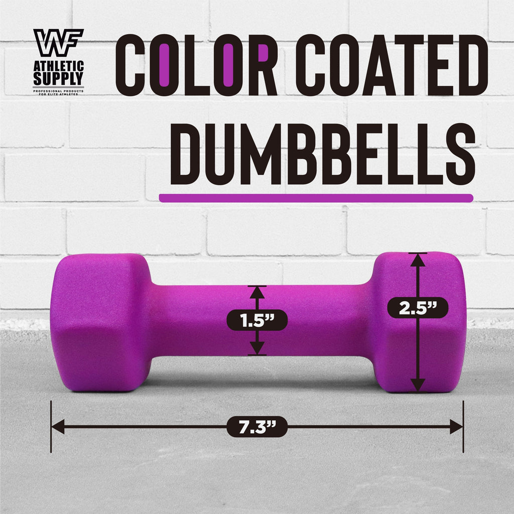 Neoprene Dumbbells Pair with Non-Slip Hex Shape – Color-Coded Hand Weights for Women & Men, Strength Training, Home Gym & Aerobics – 2LB to 15LB Available in Yellow, Green, Red, Blue & Gray