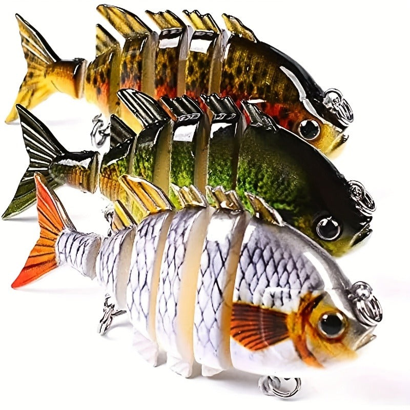 Fishing Lure Set 3pcs Realistic 6-Section Swimbait – Multi-Jointed Hard Bait for Bass, Trout, Pike & Freshwater Fish | Lifelike Swimming Action Crankbait Fishing Tackle