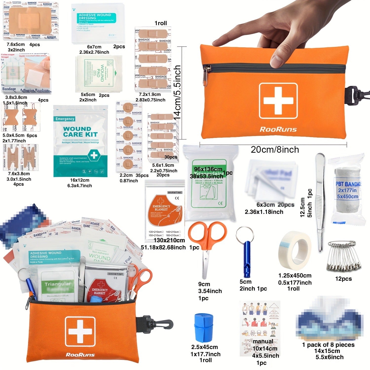 Tactical IFAK First Aid Kit Bag with Tourniquet Scissors Whistle, Portable Emergency Survival Kit for Outdoor Hiking Camping Hunting Car Boat, Multiple Sizes B373 B143 152