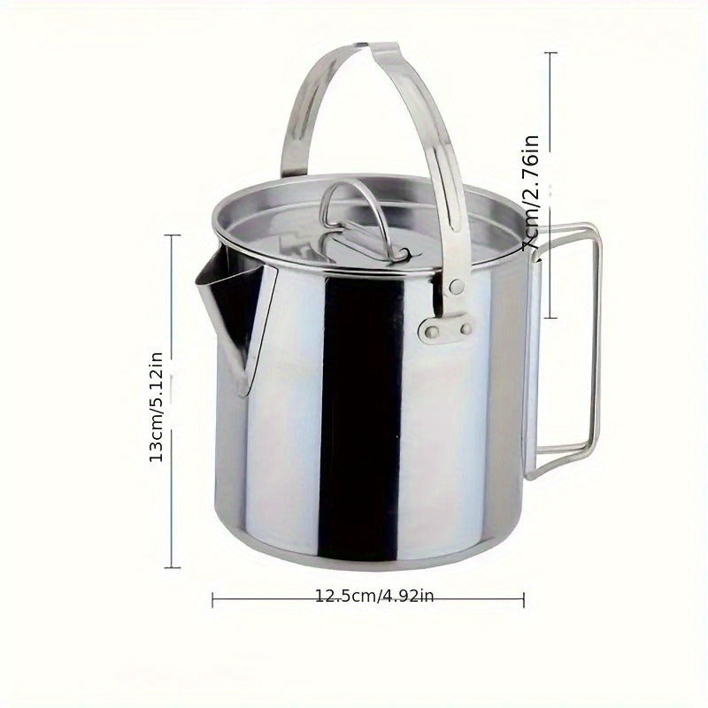 Stainless Steel Camping Kettle 1.2L Collapsible Hanging Portable Outdoor Teapot with Lid for Camping Hiking Picnic Backpacking Campfire Boiling Water Tea Coffee Lightweight Camp Cookware