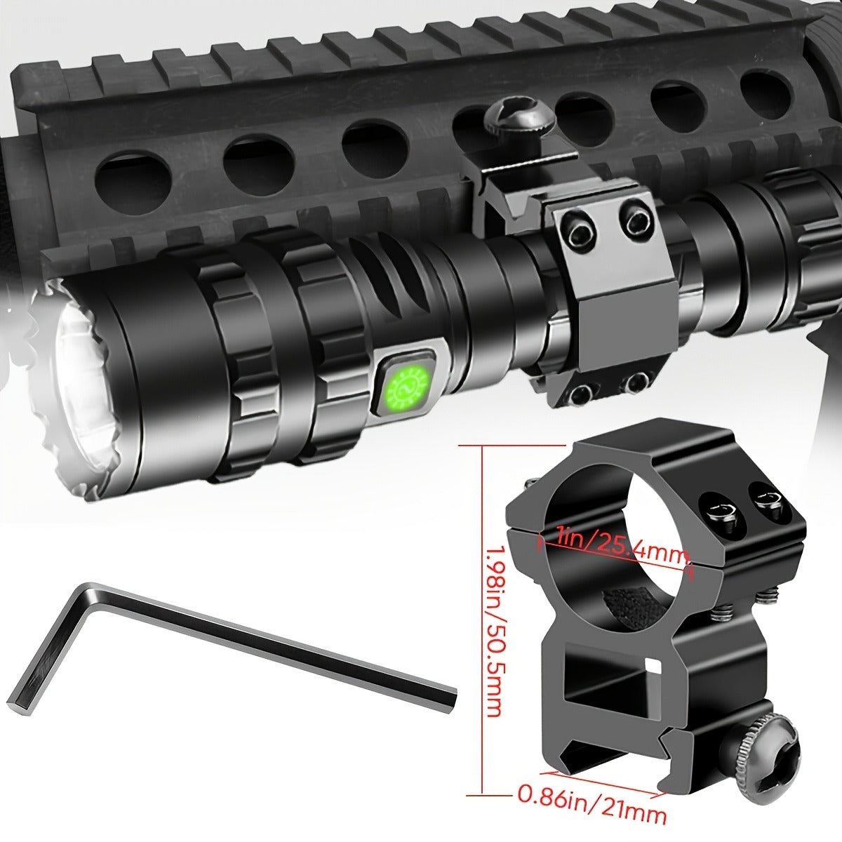 Picatinny Rail Flashlight 2 Pack - High Lumen Tactical Torch, 5 Modes, USB Rechargeable, 20mm Rail Mount, Wrist Strap & Remote Switch Included for Hunting, Shooting & Outdoor Use