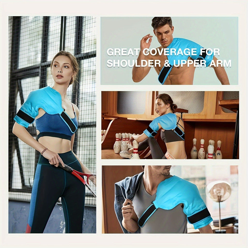 Shoulder Ice Pack Wrap Hot Cold Therapy Gel Pack Reusable Rotator Cuff Compress Adjustable Strap Hands-Free Pain Relief for Athletes Gym Home Recovery