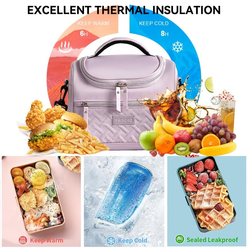 Insulated Lunch Bag Cooler Tote with Padded Shoulder Strap Leakproof Washable Polyester Meal Prep Bag for Work Picnic School Outdoor Activities Men Women