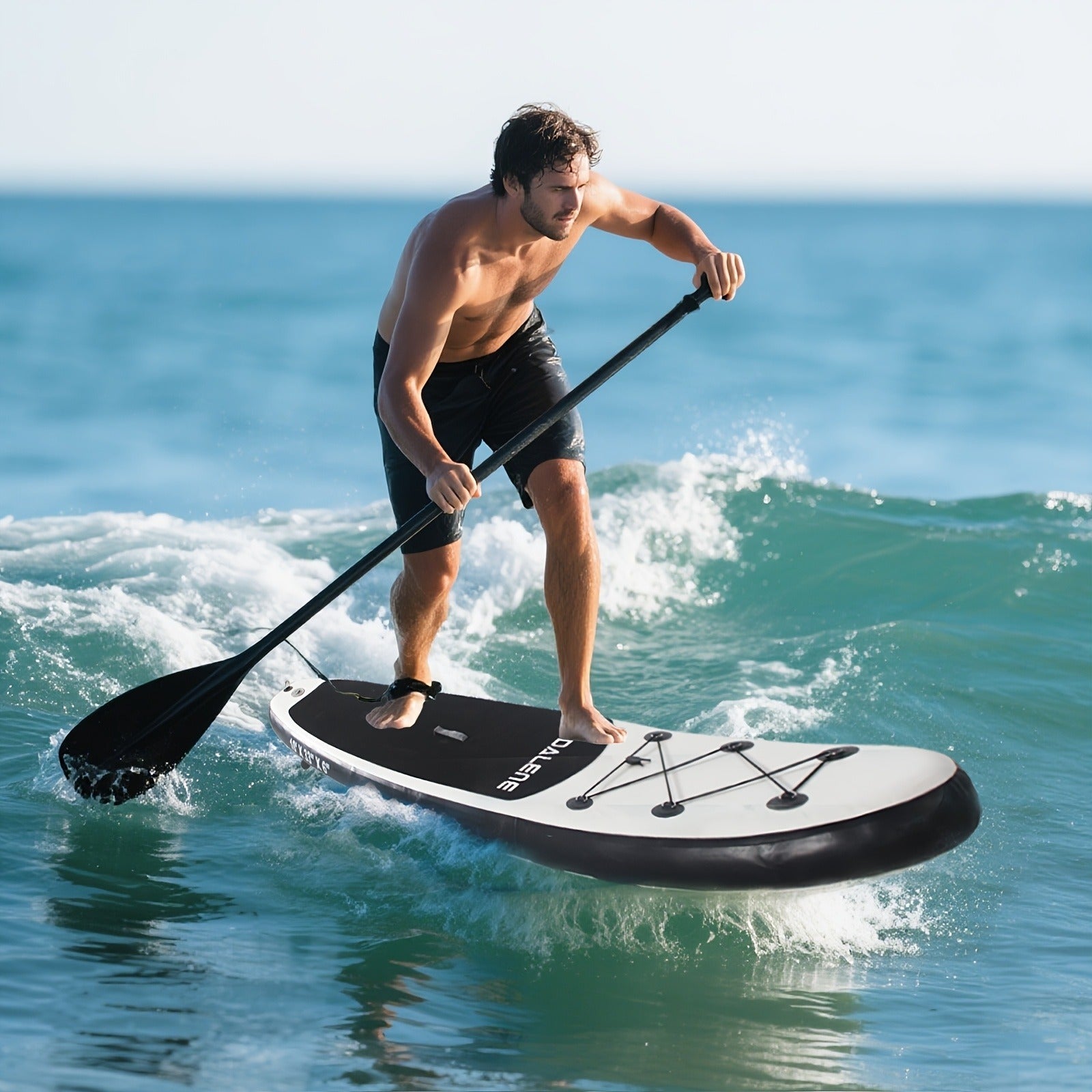 Double-Layer PVC SUP Board 10ft x 33'' Drop-Stitch Inflatable Paddle Board 12-15PSI EVA Deck 3 Fins Full Accessories Kit for Yoga Fishing Surfing Adults