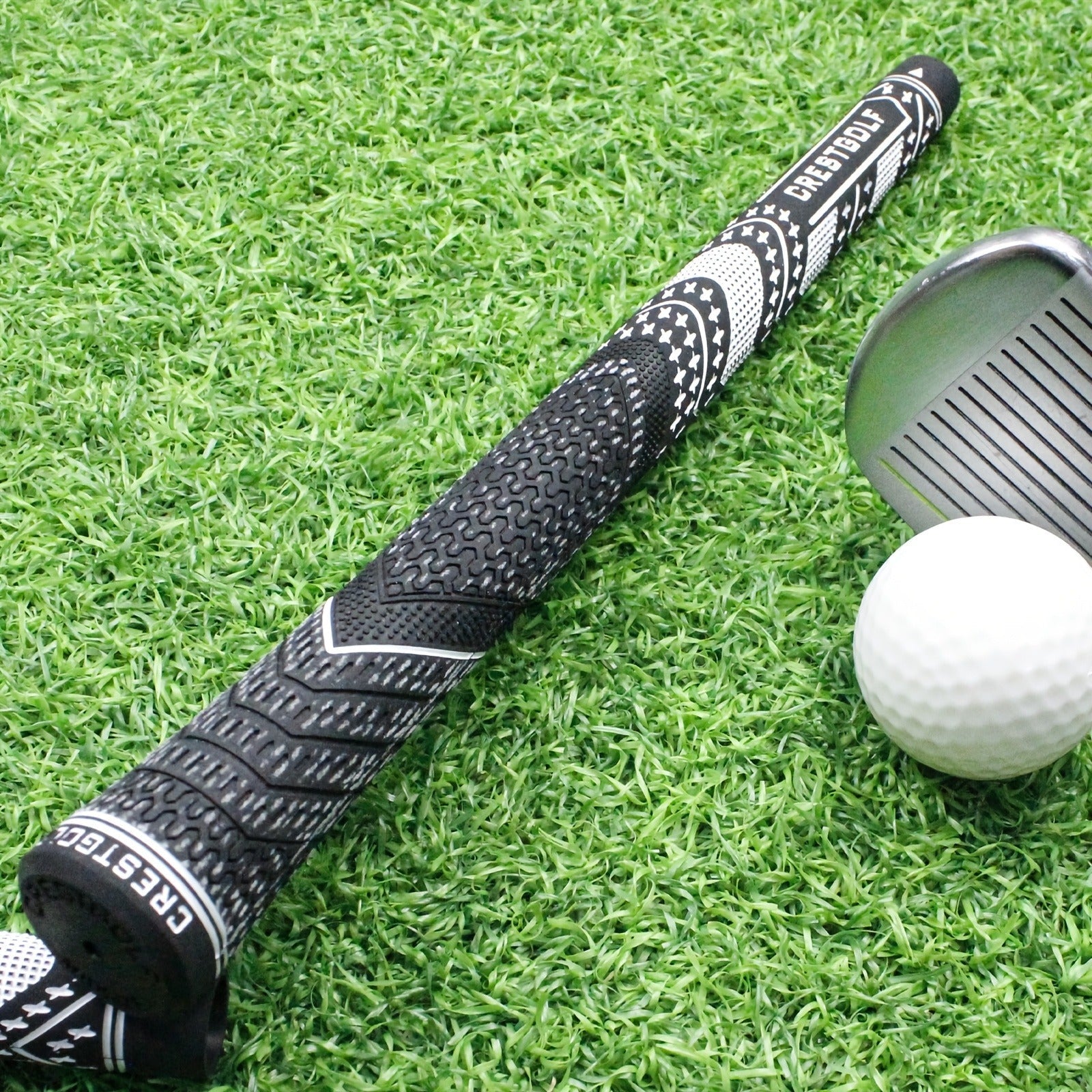 Midsize Golf Grips Set 13 Pack – All Weather Hybrid Rubber Golf Club Grips with Ecological Yarn Thread Technology, Multiple Colors, Fits Full Set of Clubs (Black, White, Red, Orange, Yellow, Blue, Gray)