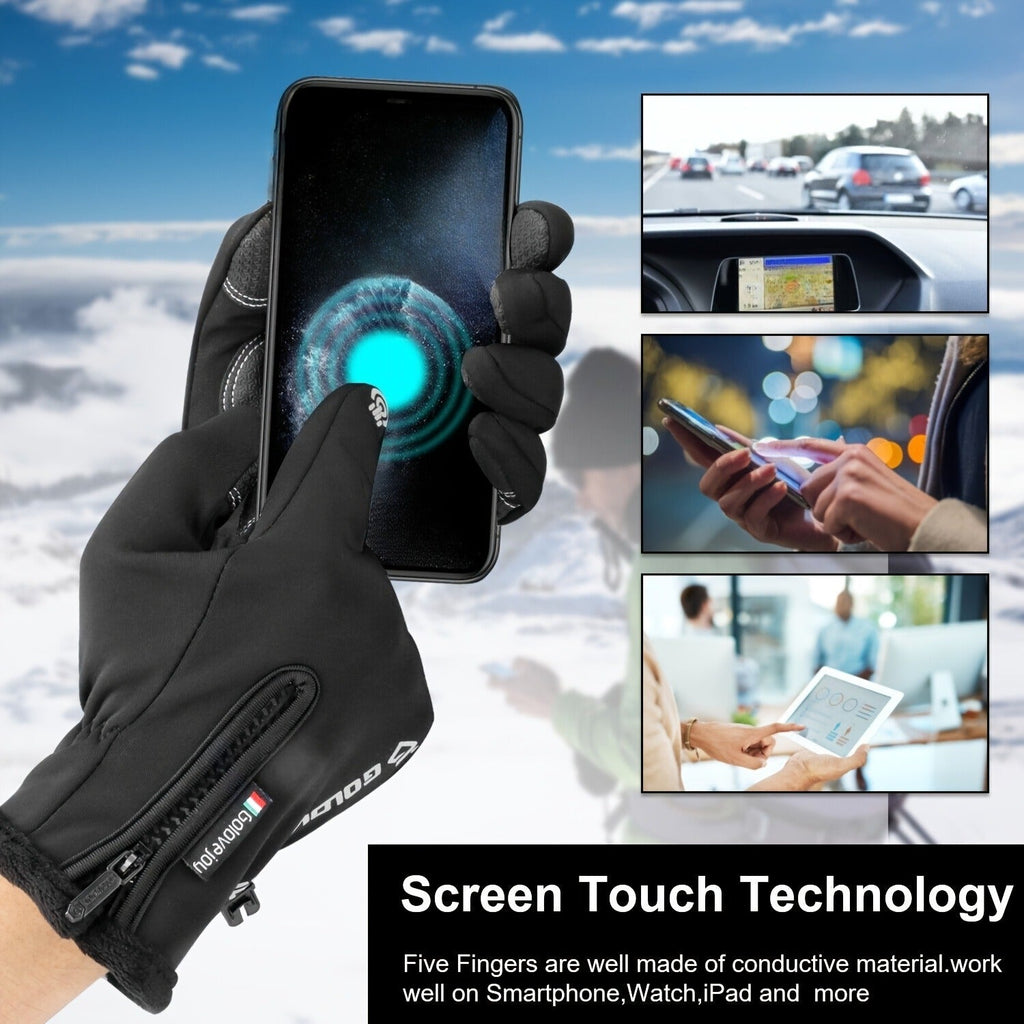 Windproof Knit Gloves for Outdoor Riding & Skiing – 2 Pairs Full-Finger Slip-Resistant Winter Gloves | 100% Polyamide Warm Gloves for Men & Women | S M L XL XXL | Black Gray