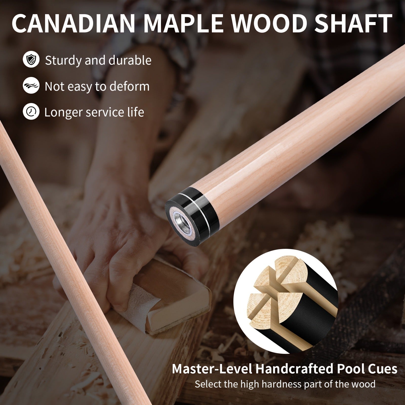 Canadian Maple Pool Cue 58 Inch – 13mm Multi-Layer Tip, Ergonomic Grip, 19oz & 20oz, 6 Color Options – Billiard Cue Stick for American Pool & Spin Pool, Great Christmas Gift