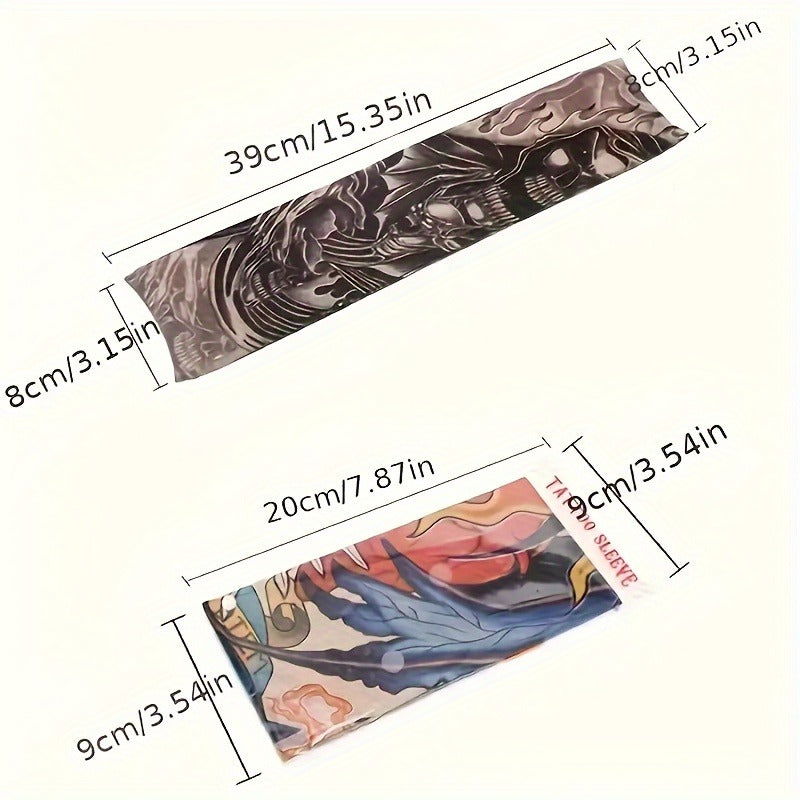 Tattoo Arm Sleeves UV Protection Cooling Sun Sleeves 10pcs Mixed Color, Soft Elastic Compression Arm Cover for Cycling, Driving & Outdoor Sports, Halloween Party Costume Sleeves for Men & Women