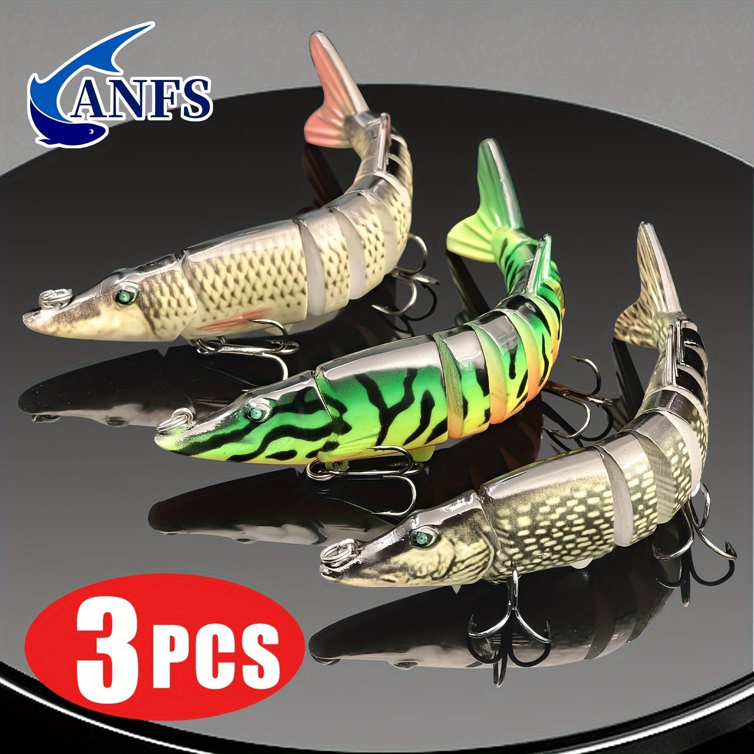 Multi-Jointed Swimbait Fishing Lures for Bass Trout Perch – Slow Sinking Lifelike 3D Eyes ABS Body, Pearl Powder Coating, 8-Section Woven Fabric Jointed Lure Kit for Freshwater & Saltwater, 2 Models (FCP2P-392 / FCP2P-556)