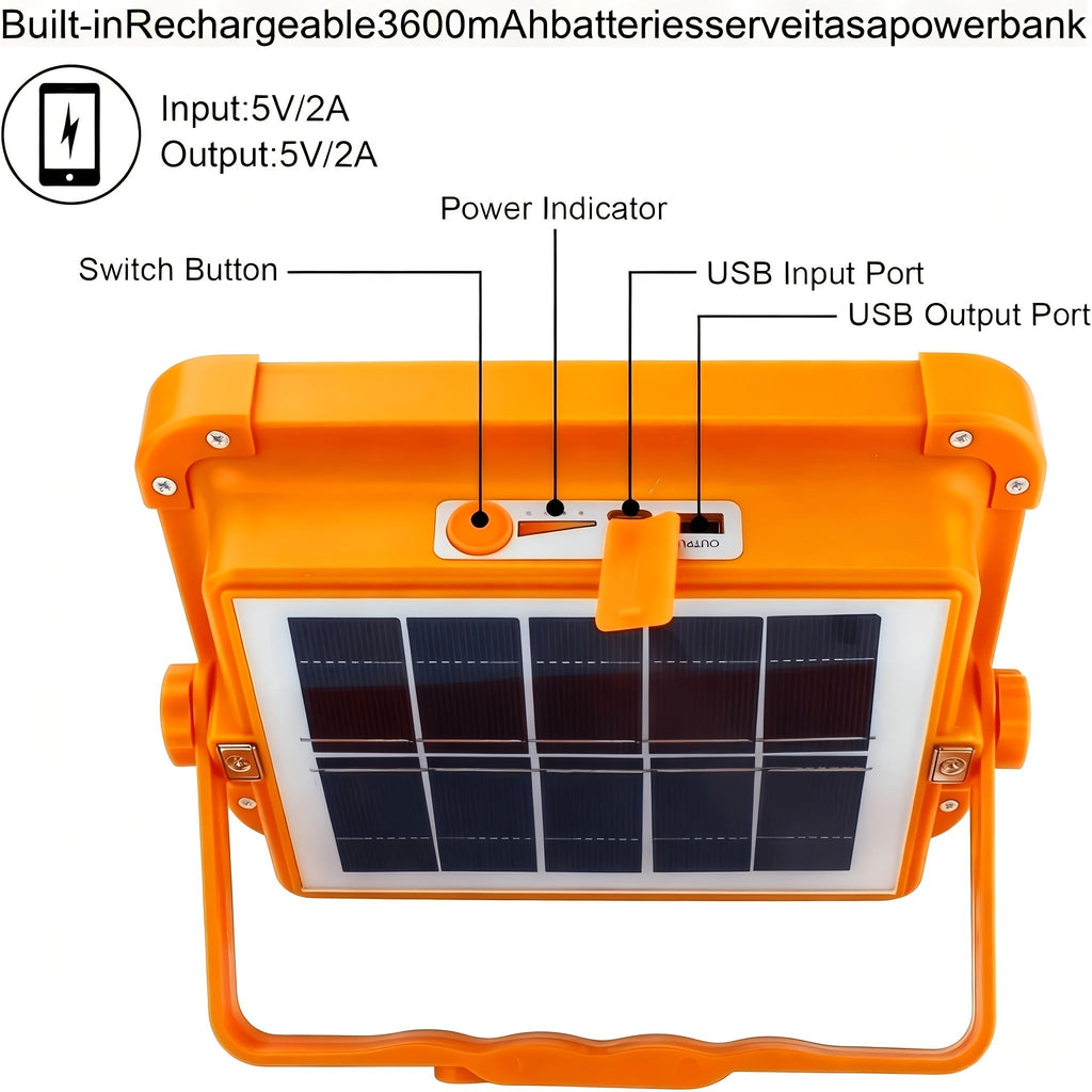 Magnetic Solar Work Light with Hook – 6500 Lumen LED Camping Light, Adjustable Brightness, Solar & USB-C Dual Charging, 6 Modes, Portable Hanging Lamp for Camping, Hiking, Garage & Emergency, 1/2/4/6/10 Pack