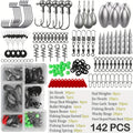 Fishing Tackle Kit 142/206/318 Pcs - Hooks, Jigs, Weights, Swivels, Beads & Connectors for Freshwater & Saltwater Bass Trout Fishing