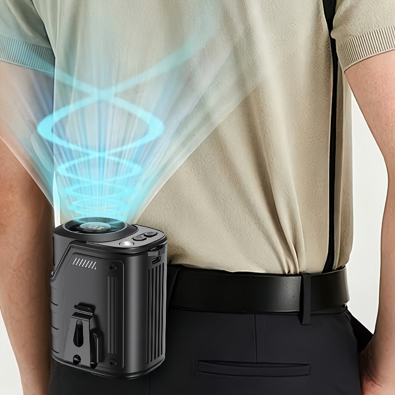 Portable Waist Fan 4-in-1 Neck Fan with Flashlight Power Bank Large Battery for Outdoor Camping Hiking Sports EDC