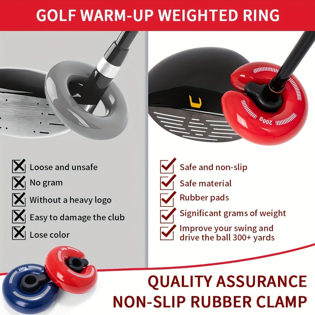 Golf Swing Weight Ring 8oz Weighted Club Trainer for Muscle Memory Distance Training Swing Speed Warm-Up Fits Most Golf Clubs Red Black