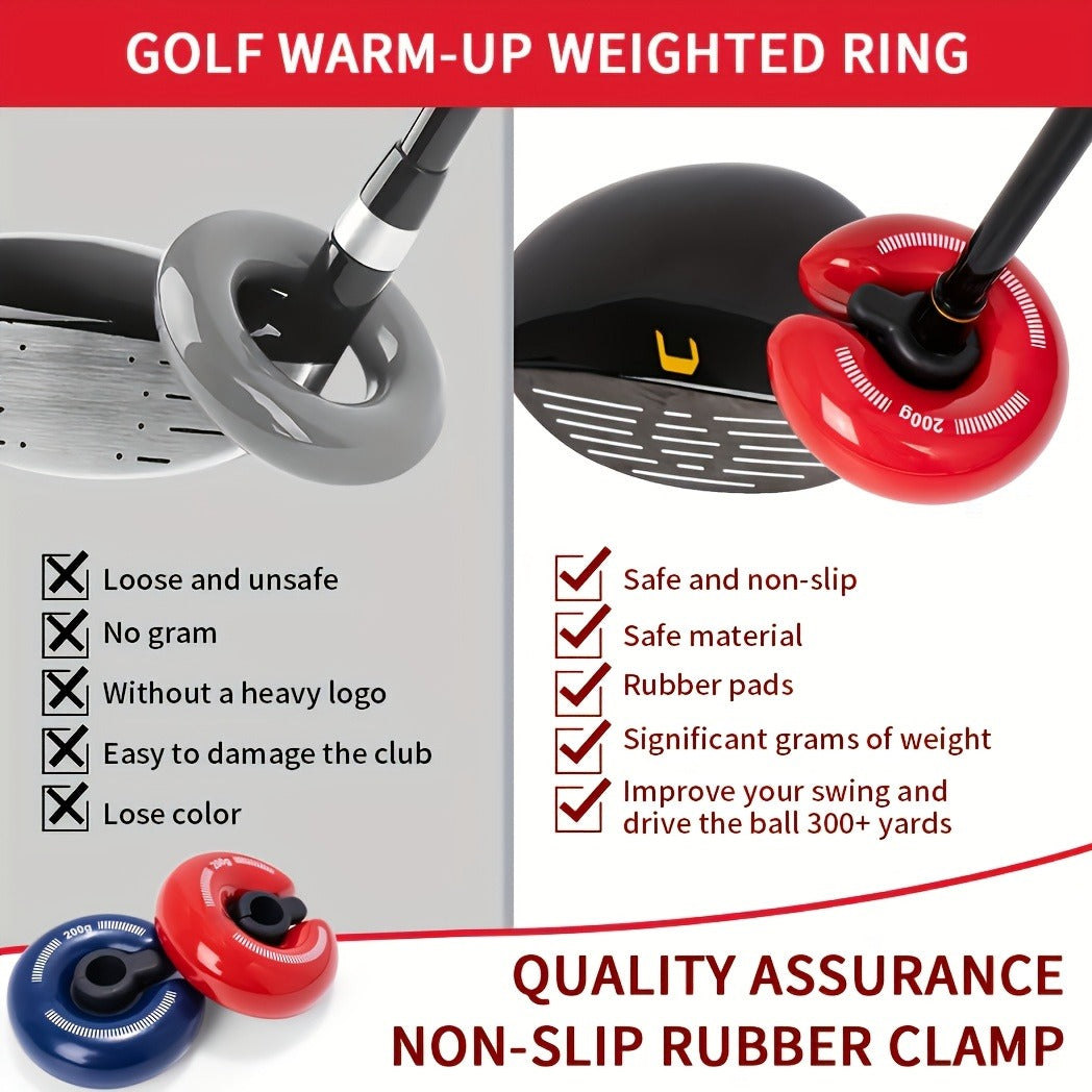 Golf Swing Weight Ring 8oz Weighted Club Trainer for Muscle Memory Distance Training Swing Speed Warm-Up Fits Most Golf Clubs Red Black