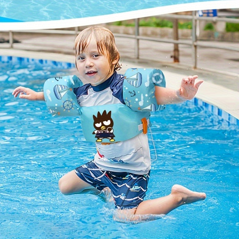 Kids Swim Vest Toddler Floatation Jacket - Sanrio Keroppi Pattern Adjustable Swimming Float Vest for Boys Girls Ages 1-9, Lightweight Life Jacket with Safety Straps for Pool Beach Lake Water Play