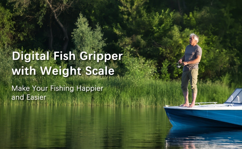 Digital Fishing Scale 25kg/55lb with Tape Measure - Portable Electronic Fish Weight Scale with LCD Display, Fish Mouth Clip & Stainless Steel Hook - Battery Included, Accuracy ±0.1kg