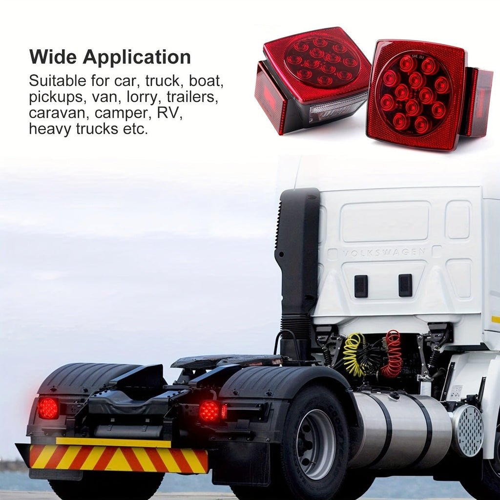 LED Trailer Light Kit 12V Submersible – Utility Trailer Lights for Boat, RV & Truck Under 80", Complete Wiring Harness, License Plate Bracket, Corrosion-Resistant Tail & Turn Signal Lights