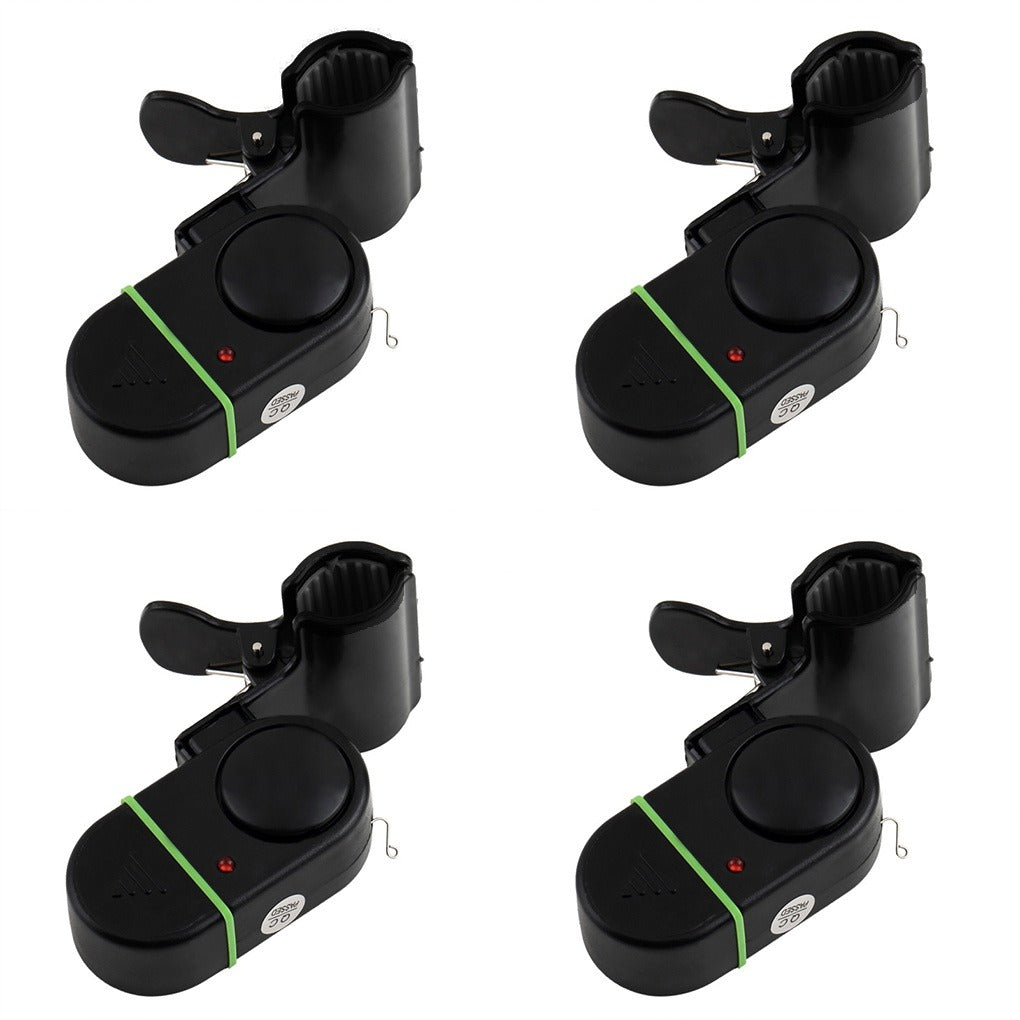 Fishing Bite Alarm Bell 4pcs Set with Sound Alert and Light Indicator, Sensitive Fish Hook Alarm for Fishing Rod Night Fishing Carp Fishing, No Battery Required