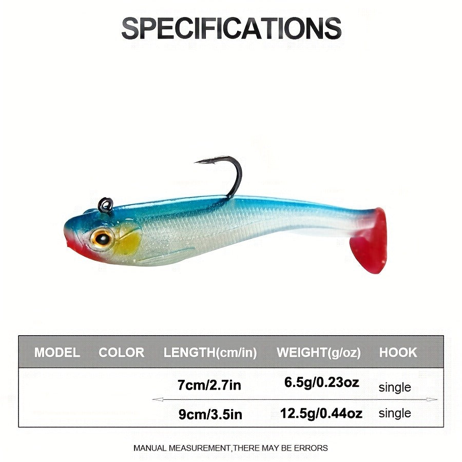 Paddle Tail Soft Bait 6pcs Pre-Rigged Jig Head Lure for Sea Bass Trout Fishing – Saltwater & Freshwater Swimbait Sinking Soft Plastic Fishing Lure Set