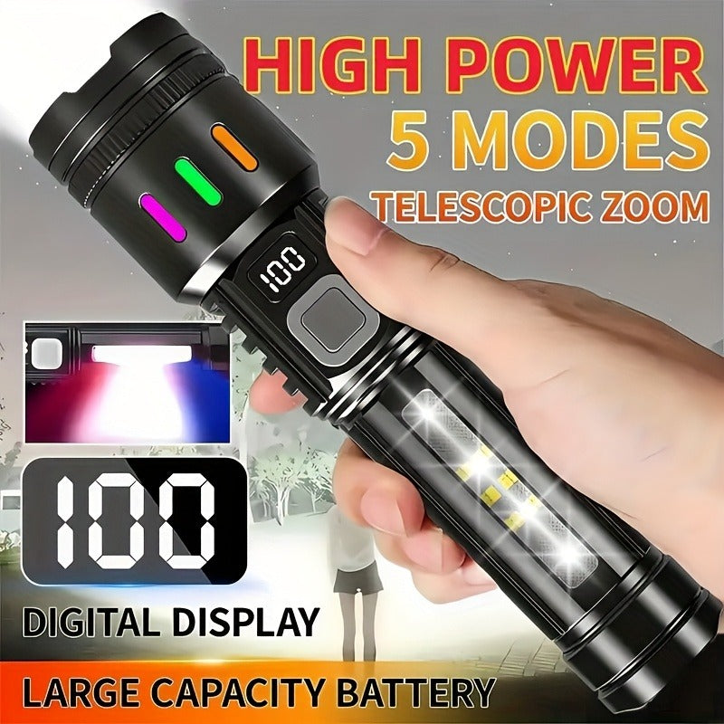 3000 Lumen Tactical Flashlight 2-Pack – USB-C COB Zoomable