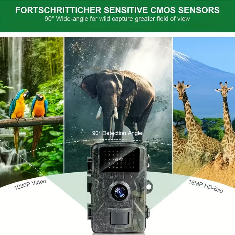 Trail Camera 1080P FHD – 0.8s Trigger, Camouflage Hunting Camera with Night Vision, 32GB SD Card Compatible | KLZO Wildlife Cam