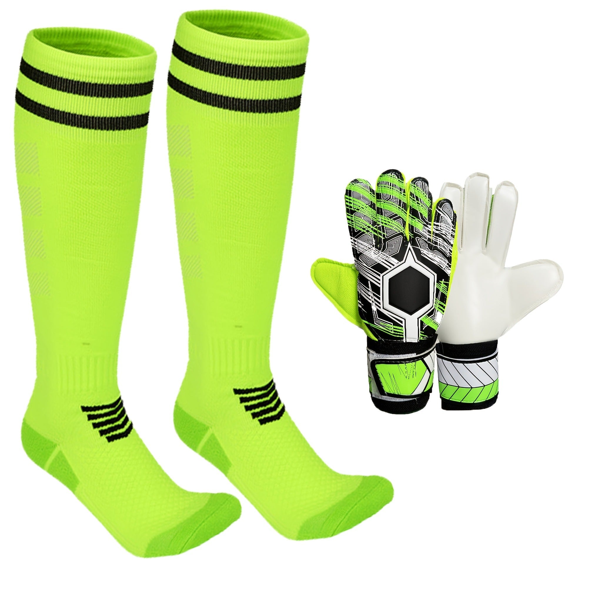 Goalkeeper Gloves with Finger Protection Thickened Latex Anti-Slip + Football Socks Set Adult Men Women Professional Soccer Goalie Gloves Red Sizes 6-10