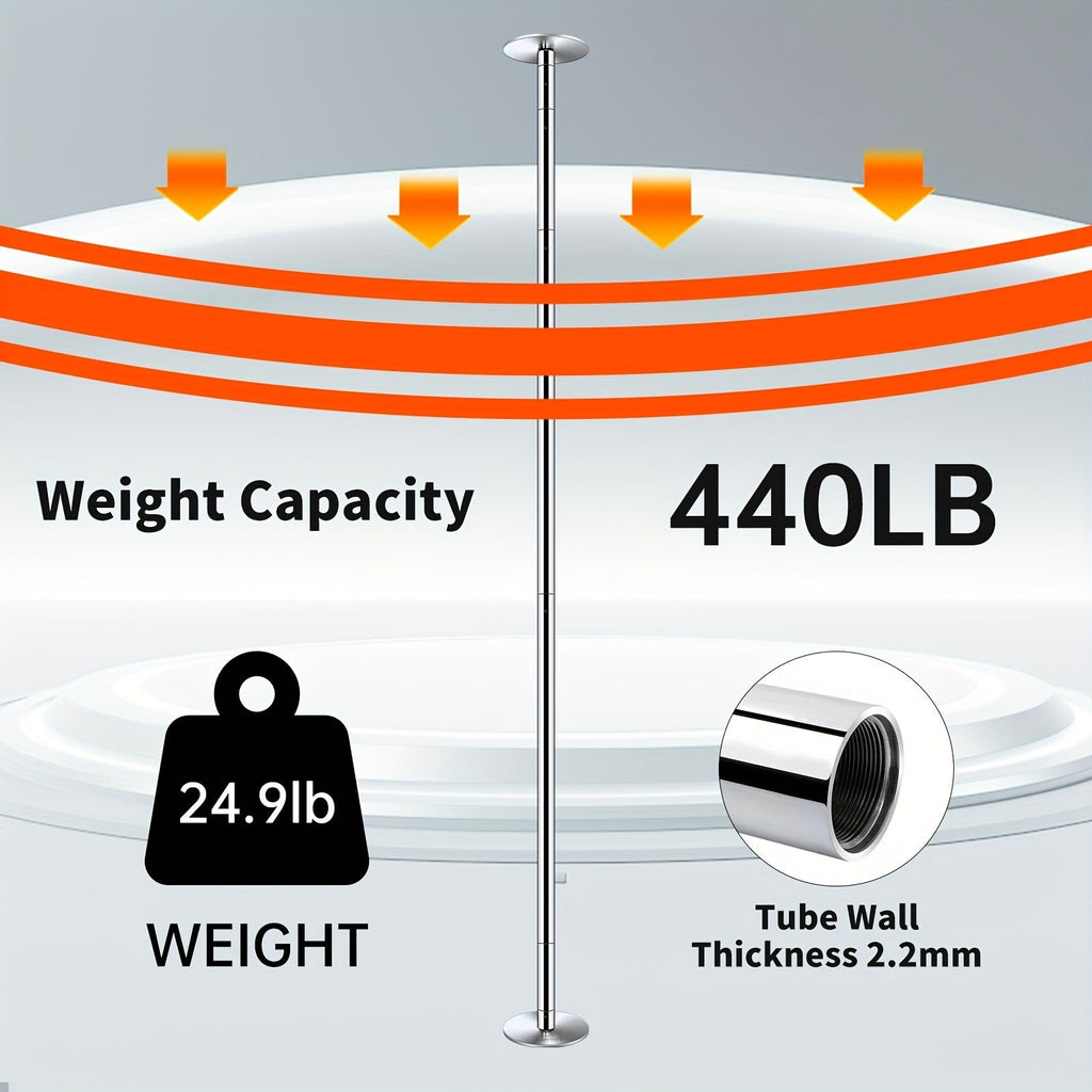 Professional Dance Pole 45mm – Spinning & Static Modes, Height Adjustable, Portable for Home Studio Club