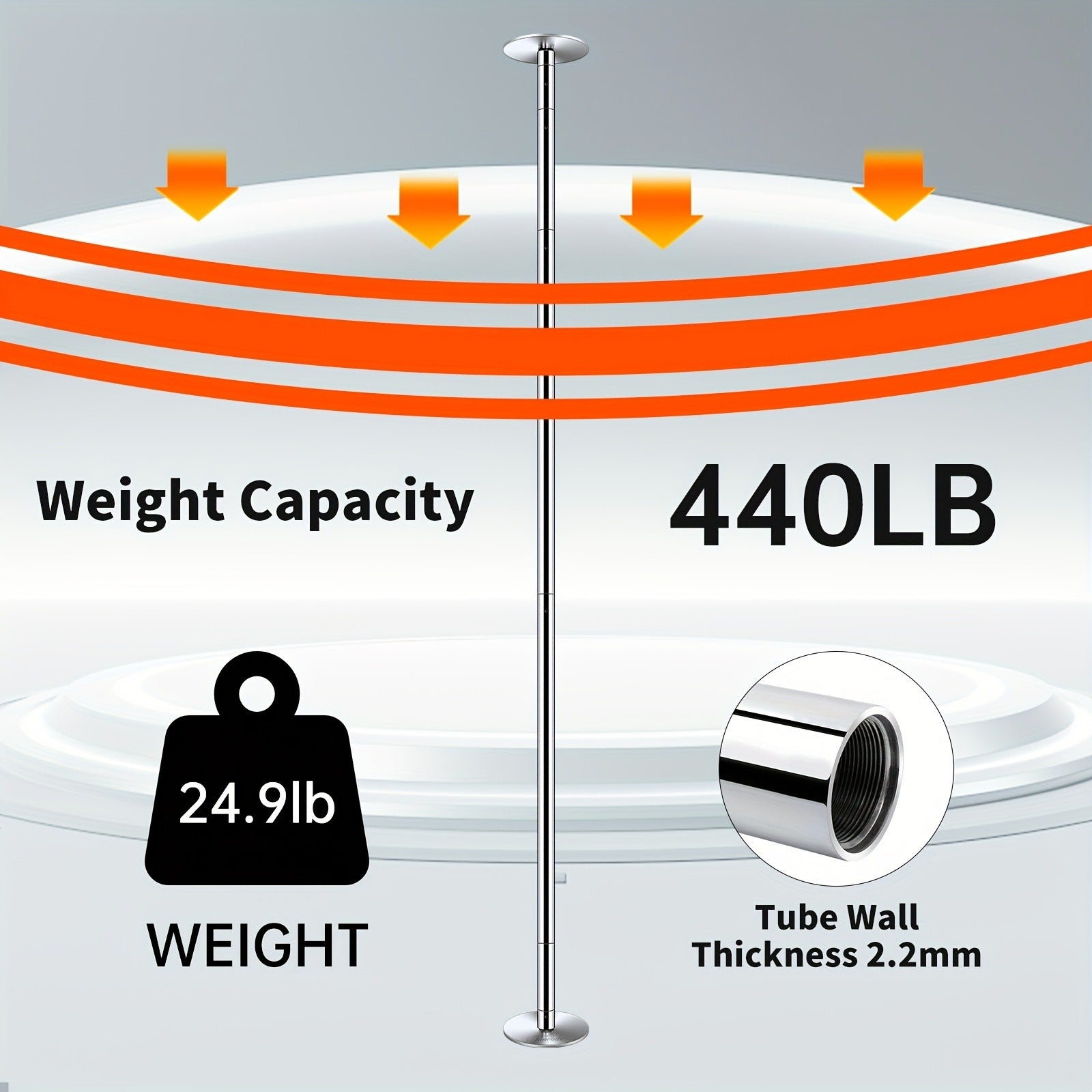 Professional Dance Pole 45mm – Spinning & Static Modes, Height Adjustable, Portable for Home Studio Club